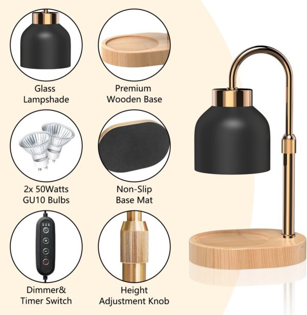 71fP8oYICYL._AC_SL1500_.jpg Candle Warmer Lamp with Dimmer Adjustable Height, 2/4/8H Tim...