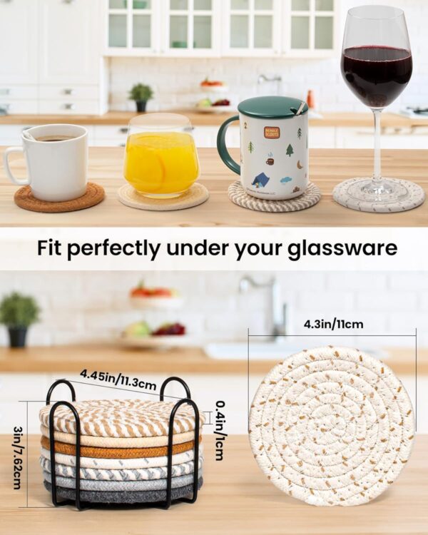 8 Pcs Drink Coasters with Holder, 8 Colors Absorbent Coaster...