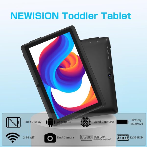 71i3xIG6NeL._AC_SL1500_.jpg 7 Inch Tablet with Case, Quad Core Android 13 Tablet, 4GB RA...