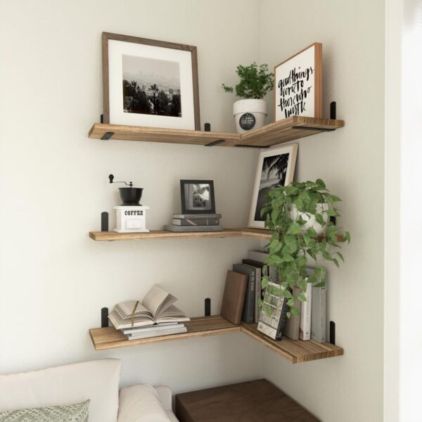 71iD7mrFpEL._AC_SL1500_.jpg WOPITUES Wood Floating Shelves Set of 6, Shelves for Wall De...