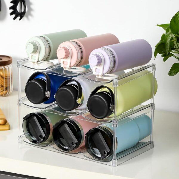 LARGER Compartment - Stackable Water Bottle Organizer Holder...
