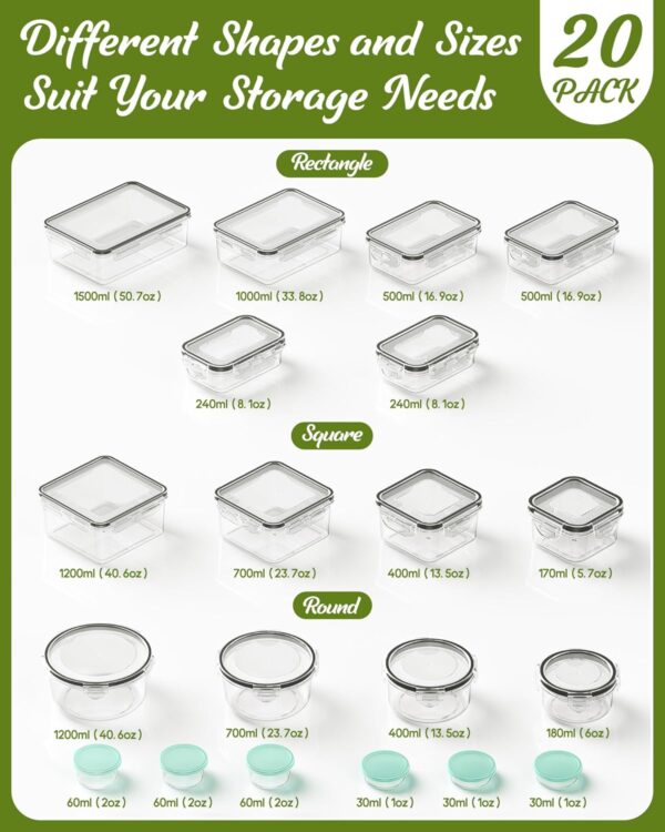 71lQGnBvPCL._AC_SL1500_.jpg 40 Piece Food Storage Containers with Lids(20 Containers & 2...