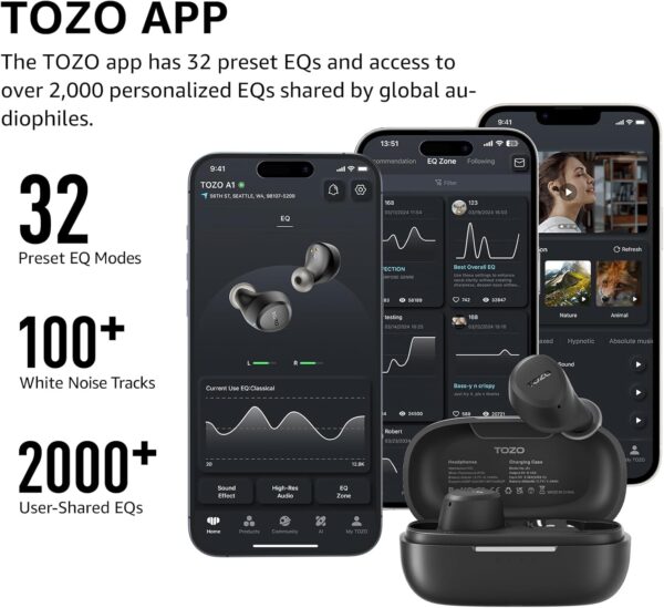 71q1tYkRNeL._AC_SL1500_.jpg TOZO A1 Wireless Earbuds Bluetooth 5.3 Light Weight in Ear I...