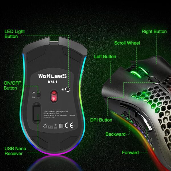 71rsBWUq7sL._AC_SL1000_.jpg KM-1 Gaming Mouse, Wireless Mouse Gaming Computer Mice USB w...