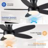 48 Inch Ceiling Fan with Light, Black Flush mount Ceiling Fa...
