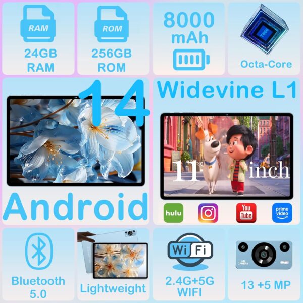 71v922TntEL._AC_SL1500_.jpg Tablet 11 inch, 2025 Android 14 Tablet with 24GB RAM 256GB R...