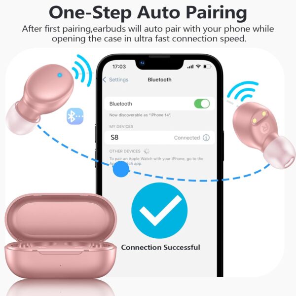 MOZOTER S8 Mini Wireless Earbuds Bluetooth 5.3 in Ear Light-...