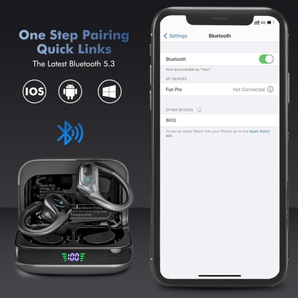 71xOWwID4L._AC_SL1500_.jpg Bluetooth Headphones Wireless Earbuds with 75Hrs Playback, L...