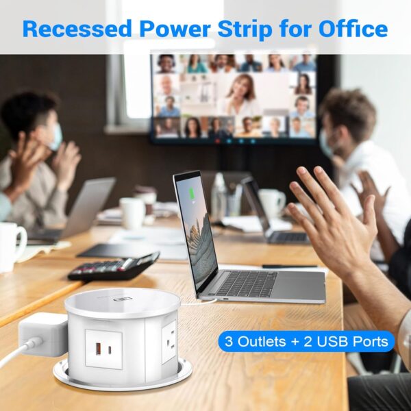 71xsXyMxnrL._AC_SL1500_.jpg XBA Pop Up Outlet with 15W Wireless Charger, 4 AC Plug 1 USB...