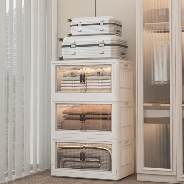 71ykvbdczhL._AC_SL1500_.jpg 4 Storage Bins with 4 Lids, 78 Qt White Closet Organizers an...