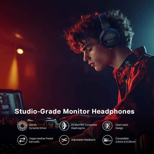 Linsoul Kiwi Ears Ellipse Over Ear Headphone, Studio-Grade D...