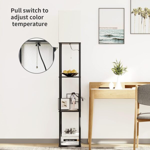 SUNMORY Floor Lamp with Shelves, Modern Square Standing Lamp...