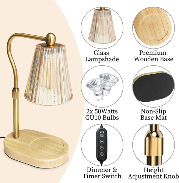 71zwHJI2nzL._AC_SL1500_.jpg Candle Warmer Lamp with Timer Dimmer Adjustable Height for N...