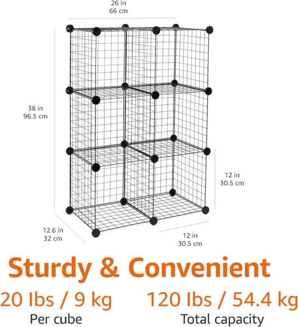81esLFUnJL._AC_SL1500_.jpg Amazon Basics 6-Cube Wire Grid Stackable Storage Shelves, 12...
