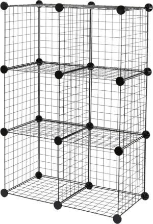 Amazon Basics 6-Cube Wire Grid Stackable Storage Shelves, 12... Amazon Basics 6-Cube Wire Grid Stackable Storage Shelves, 12...