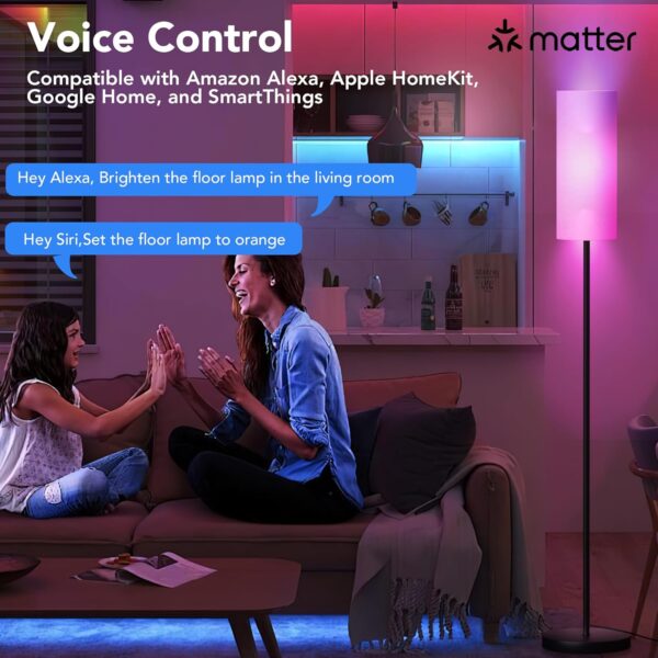 PARTPHONER Floor Lamps for Living Room with Matter Smart LED...