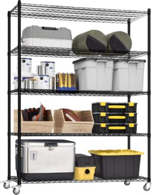 5 Tier Wire Shelf Shelving Unit, 60"x 24"x82" Metal Storage 5 Tier Wire Shelf Shelving Unit, 60"x 24"x82" Metal Storage ...
