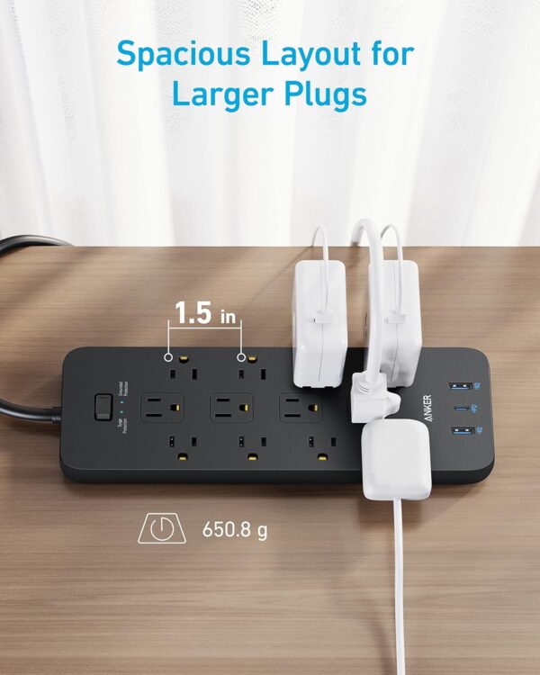 8182hlwR9AL._AC_SL1500_.jpg Surge Protector Power Strip (2100J), Anker 12 Outlets with 1...