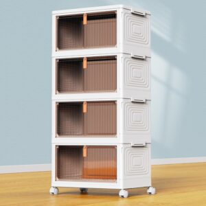 4 Tier Plastic Storage Bins with Lid 23QT, Stackable Storage...