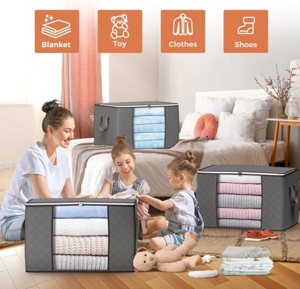 819lNOgGMSL._AC_SL1500_.jpg 90 L Large Storage Bags, 6 Pack Clothes Storage Bins Foldabl...