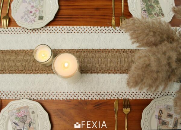 FEXIA Boho Table Runner for Christmas Home Decor with Tassel...
