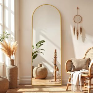 Arched Mirror Full Length, 59"x16" Body Wall Mirrors with Sh... Arched Mirror Full Length, 59"x16" Body Wall Mirrors with Sh...