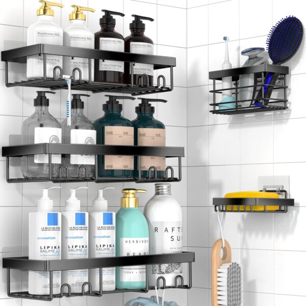 Moforoco Adhesive Shower Caddy Organizer Shelves Rack - 5 Pa... Moforoco Adhesive Shower Caddy Organizer Shelves Rack - 5 Pa...