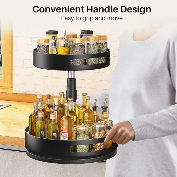 81OeblQtqEL._AC_SL1500_.jpg Lazy Susan Organizer Spice Rack - 2 Tier Height Adjustable S...