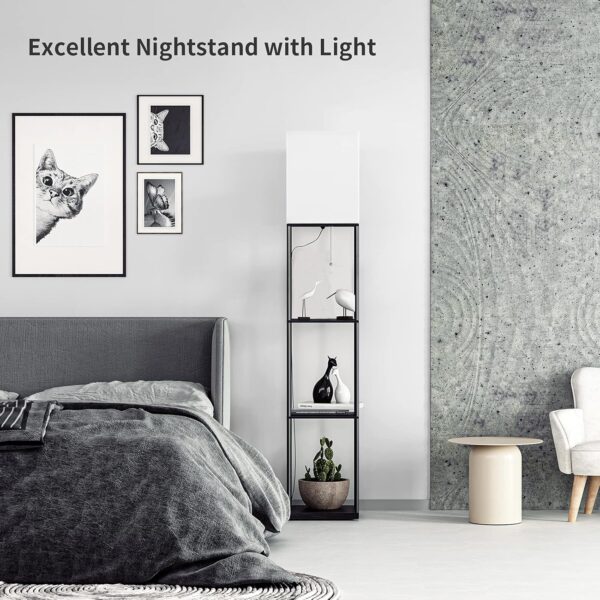 SUNMORY Floor Lamp with Shelves, Modern Square Standing Lamp...