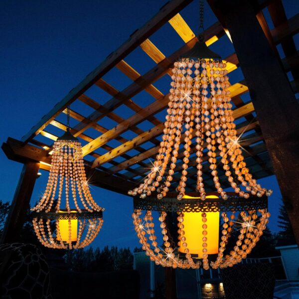 Hanging Candle Lantern, 27” Battery Operated Modern Clear Ac... Hanging Candle Lantern, 27” Battery Operated Modern Clear Ac...