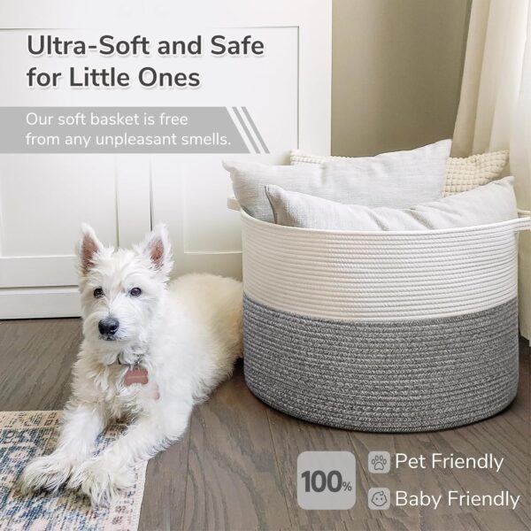 81UAAPQs8OL._AC_SL1500_.jpg INDRESSME Large Storage Basket, 21.7'' x 13.8'' Cotton Rope ...