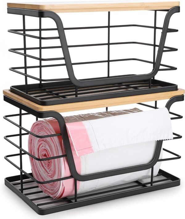 2 Pack Storage Stackable Kitchen Laundry Organizers with Bam... 2 Pack Storage Stackable Kitchen Laundry Organizers with Bam...