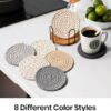 8 Pcs Drink Coasters with Holder, 8 Colors Absorbent Coaster...