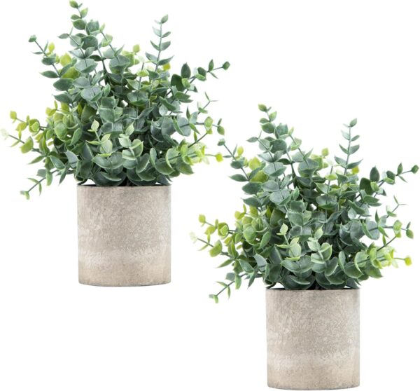 2 Pack Small Fake Plants Eucalyptus Potted Artificial Plants... 2 Pack Small Fake Plants Eucalyptus Potted Artificial Plants...