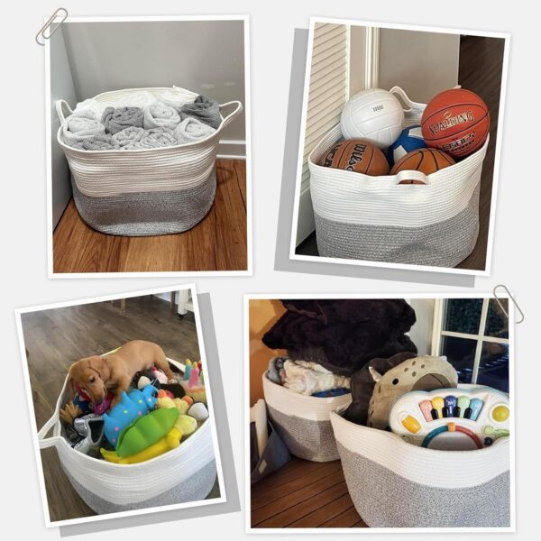 81dSz5-WbjL._AC_SL1500_.jpg INDRESSME Large Storage Basket, 21.7'' x 13.8'' Cotton Rope ...