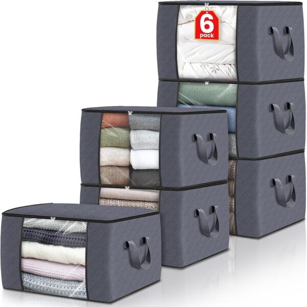 Fab totes 6 Pack Clothes Storage, Foldable Thick Fabric Blan... Fab totes 6 Pack Clothes Storage, Foldable Thick Fabric Blan...