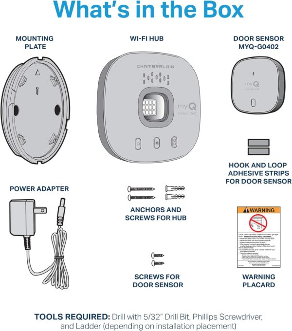 81f2b717OL._AC_SL1500_.jpg CHAMBERLAIN Smart Garage Control - Wireless Garage Hub and S...