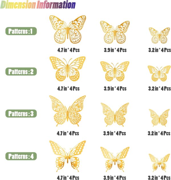 SAOROPEB 3D Butterfly Wall Decor - 48 Pcs, 4 Styles, 3 Sizes...