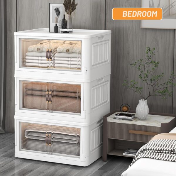 81lQuPk2j2L._AC_SL1500_.jpg 4 Storage Bins with 4 Lids, 78 Qt White Closet Organizers an...