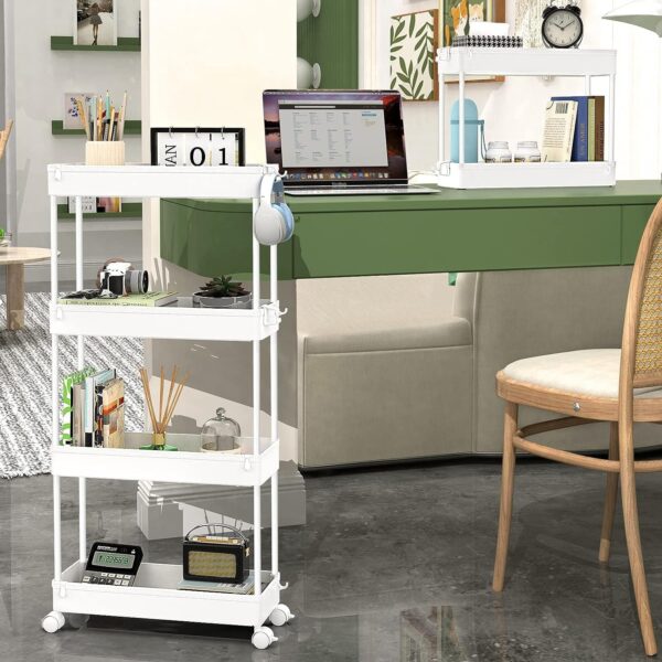 SPACEKEEPER Slim Rolling Storage Cart 4 Tier Bathroom Organi...