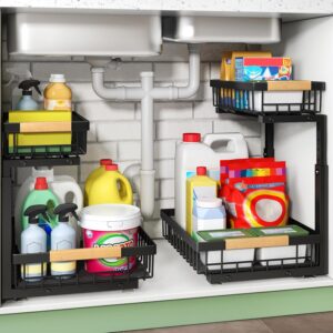 Under Sink Organizer, 2 Packs 2 Tier Under Sink Organizers Under Sink Organizer, 2 Packs 2 Tier Under Sink Organizers a...