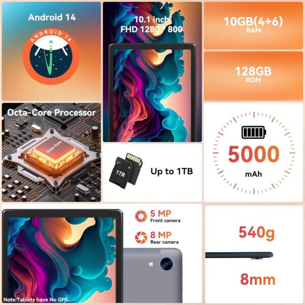 81uiCc6yFbL._AC_SL1500_.jpg Tablet,10.1" Android Tablet with Octa-core Processor 10GB RA...