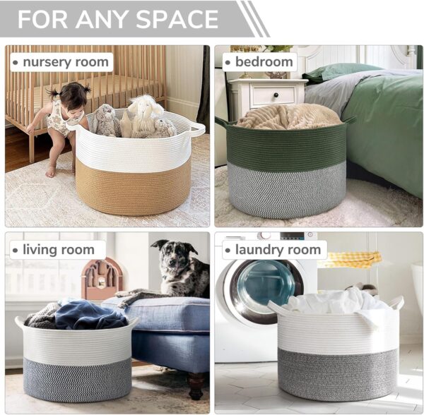 81w5PAMPdKL._AC_SL1500_.jpg INDRESSME Large Storage Basket, 21.7'' x 13.8'' Cotton Rope ...