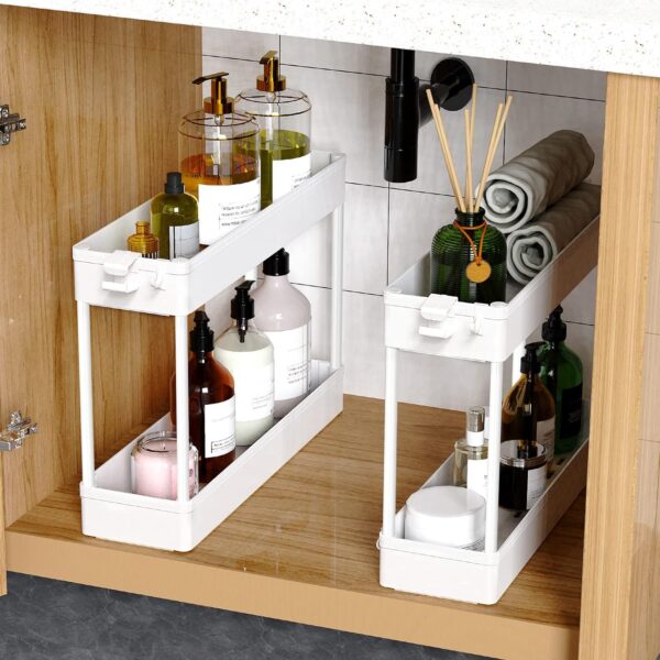 SPACEKEEPER Slim Rolling Storage Cart 4 Tier Bathroom Organi...