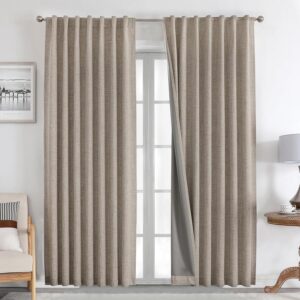 Joydeco Natural Linen Curtains 84 inch Length 2 Panels Set Joydeco Natural Linen Curtains 84 inch Length 2 Panels Set B...