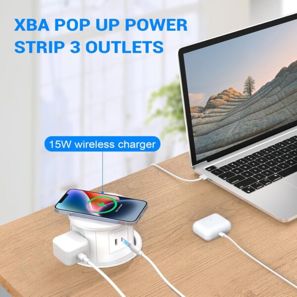 81y3fn6f3bL._AC_SL1500_.jpg XBA Pop Up Outlet with 15W Wireless Charger, 4 AC Plug 1 USB...
