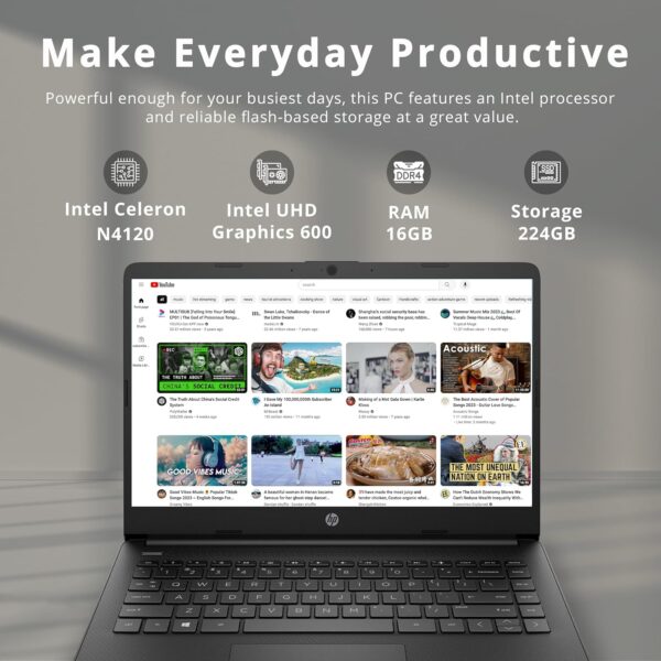 81zOvfoYIWL._AC_SL1500_.jpg HP Stream 14" HD Lightweight Laptop, Intel Celeron N4120, 16...