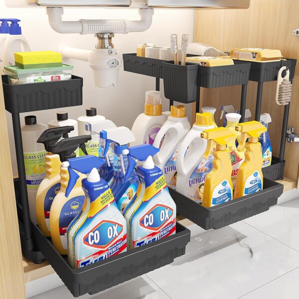 3 Pack Under Sink Organizers and Storage L-Shaped, 2 Tier 3 Pack Under Sink Organizers and Storage L-Shaped, 2 Tier Sl...