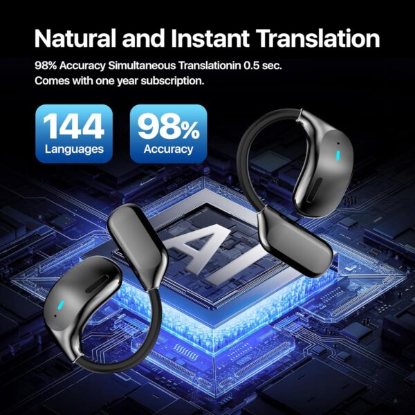 91A1E4mA5KL._AC_SL1500_.jpg AI Language Translation Earbuds, LCD Touch Screen OWS Real-T...