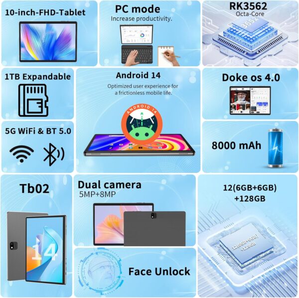 1747336609_81Ce53ac-oL._AC_SL1500_.jpg Android 14 Tablet with Keyboard, 12GB RAM (6+6), 128GB Stora...